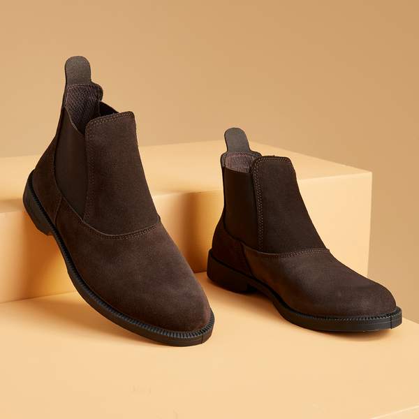 Ботинки для верховой езды кожаные для взрослых коричневые CLASSIC Fouganza
