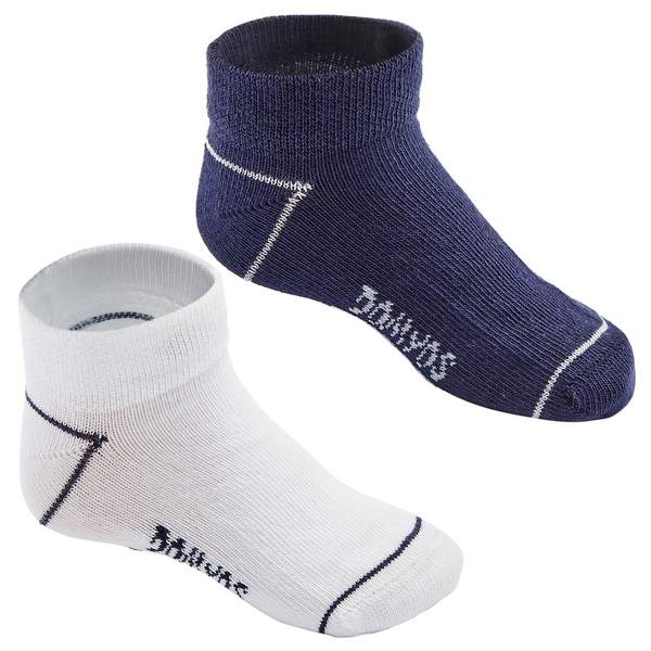 Носки базовые низкие для детей 2 пары бело-синие Domyos