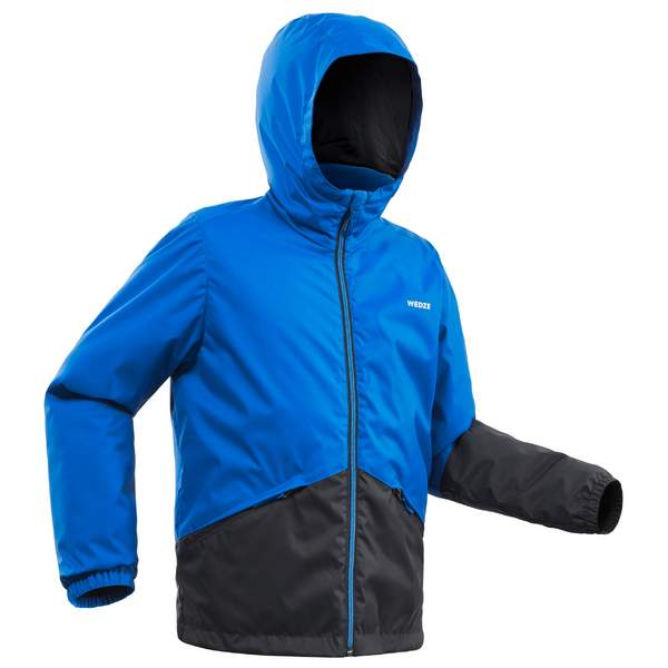 Куртка горнолыжная водонепроницаемая теплая детская черно-синяя 100 Wedze