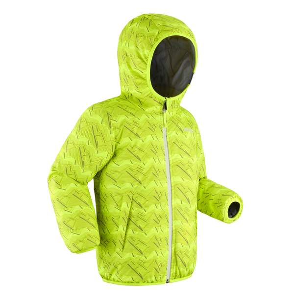 Куртка горнолыжная водонепроницаемая теплая детская серо-желтая WARM REVERSE 100 Wedze