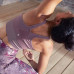 Бра для динамической йоги удлиненный бесшовный женский фиолетовый Kimjaly