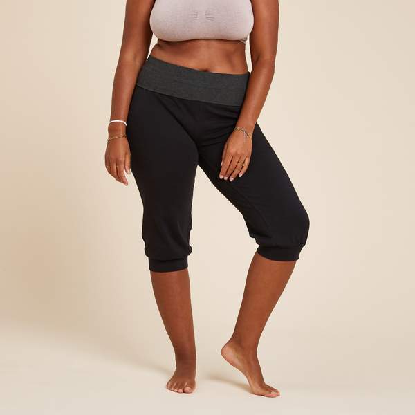 Бриджи для мягкой йоги экологичные женские черно-серые Kimjaly