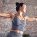 Бра для динамической йоги удлиненный бесшовный женский серый Kimjaly