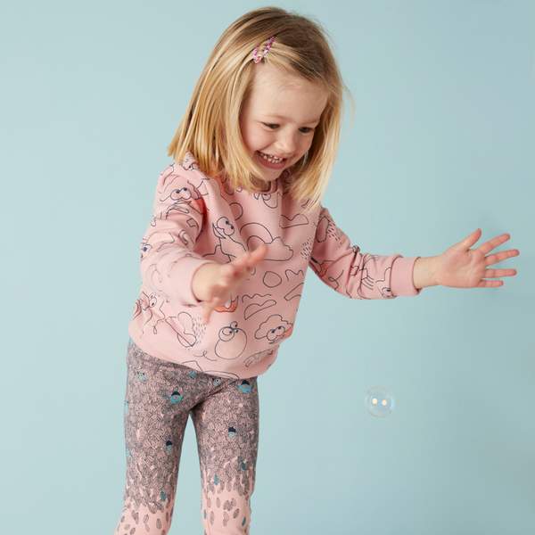 Толстовка для гимнастики детская розовая с принтом DECAT&#x27;OONS Domyos